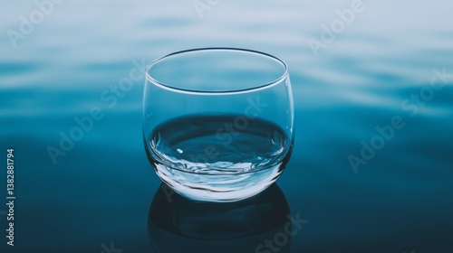 Wallpaper Mural Clear glass sits in calm water reflecting subtle blue hues during twilight hours, creating a serene and peaceful atmosphere Torontodigital.ca