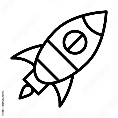 Rocket Launch Vector Iine Icon Design