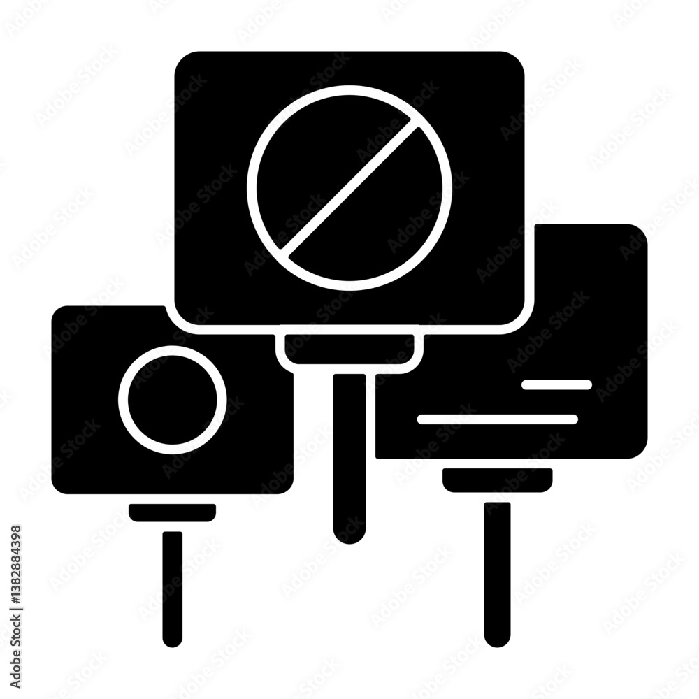 Picket Line Solid Style Icon Picket Line Solid Style Icon