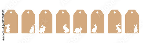 Set of price labels with Easter bunny. Craft paper or cardboard label for gift wrapping