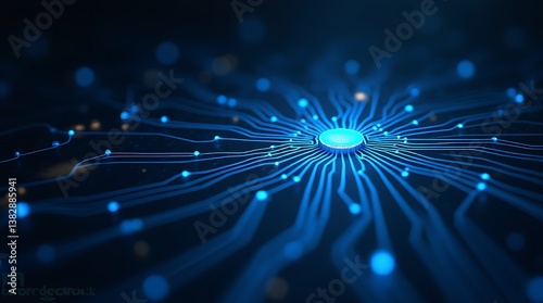 digital circuit board, abstract, glowing blue, nodes, dark background, bokeh effect, 8K resolution, hyperrealistic, cinematic lighting, technology, tech art, future, digital design, intricate details