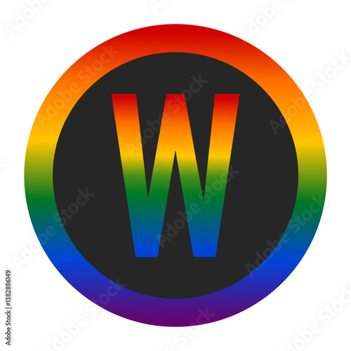 LGBTQ Pride Anarchy Symbol with Capital Letter W