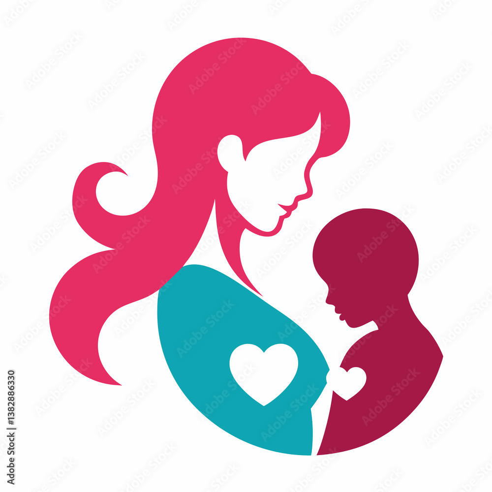 Mother and her baby silhouette, isolated vector symbol of mom and child Happy Mother s Day illustration vector. Mother and her baby silhouette, isolated vector symbol of mom and child Happy Mother s Day illustration vector.