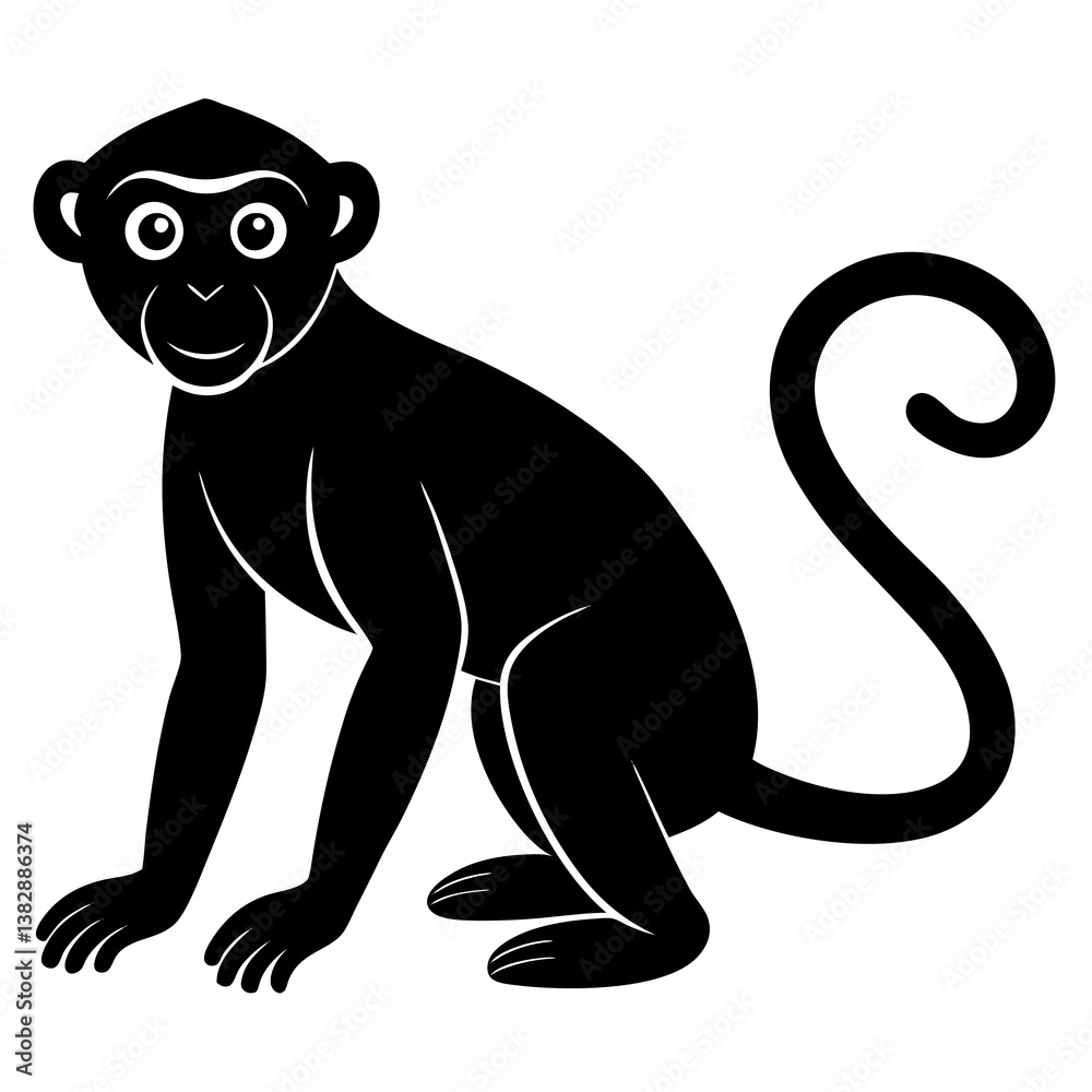 Fototapeta premium Monkey silhouette vector illustration