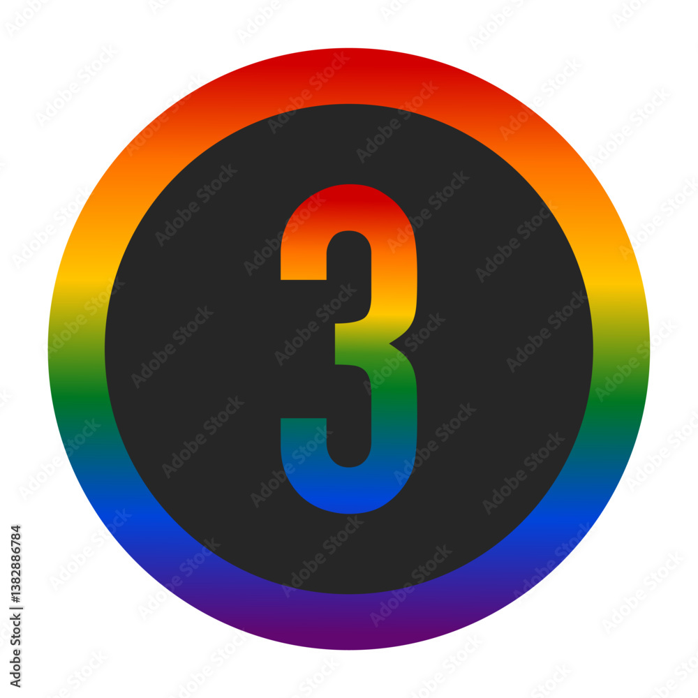 LGBTQ Pride Anarchy Symbol with Number 3 LGBTQ Pride Anarchy Symbol with Number 3