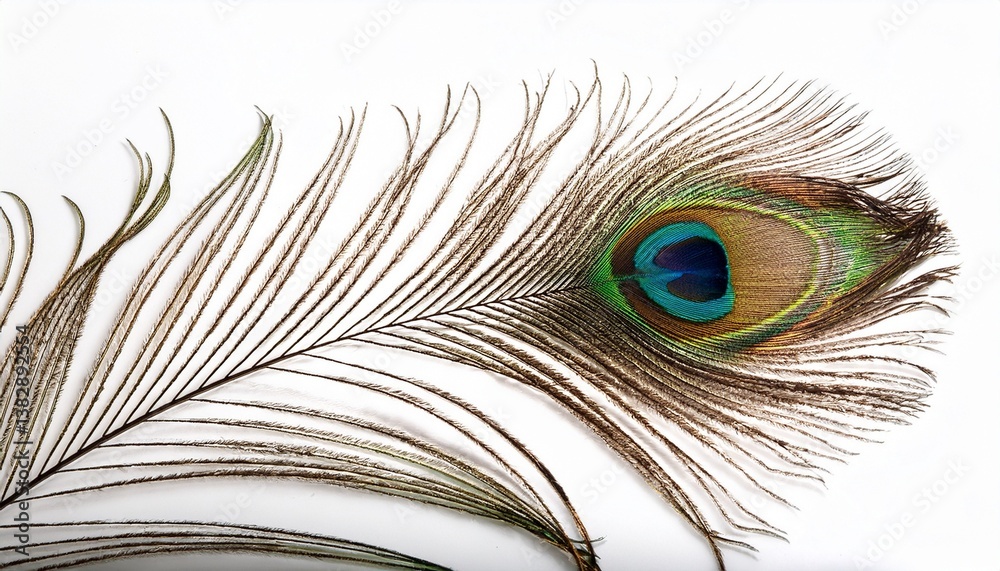 Fototapeta premium peacock feather on white background