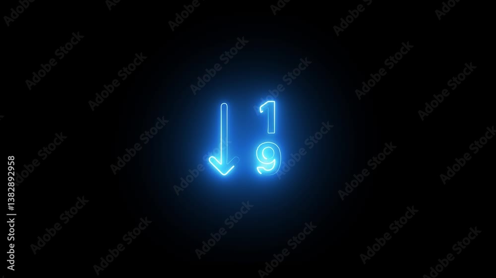 Bright blue colored neon animation arrow, animation down arrow, directional arrow, directional arrow Bright blue colored neon animation arrow, animation down arrow, directional arrow, directional arrow