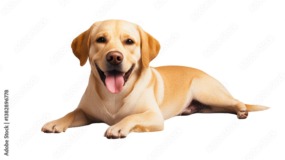 Happy Labrador Retriever Lying Down with Tongue Out, cut out transparent Happy Labrador Retriever Lying Down with Tongue Out, cut out transparent