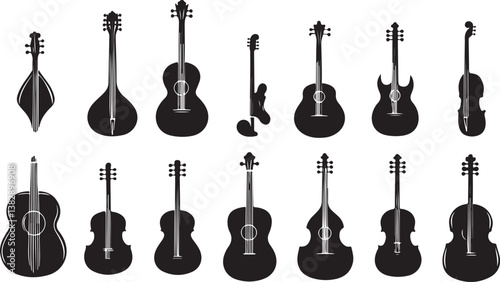 "Elegant Guitarist Silhouettes" or "Musical Princesses with Guitars