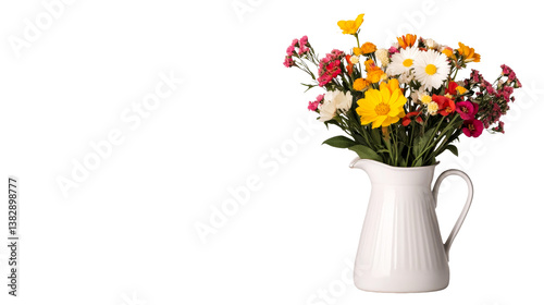Wallpaper Mural Vivid wildflowers bouquet in pitcher, isolated black background, cut out transparent Torontodigital.ca