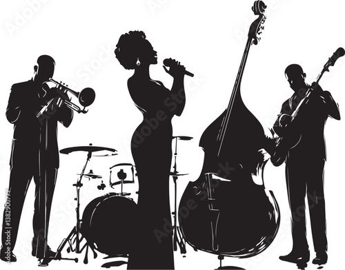 "Elegant Guitarist Silhouettes" or "Musical Princesses with Guitars