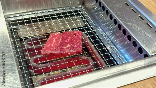The meat is grilled on the electric grill