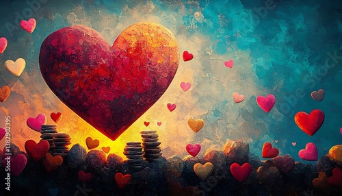 A striking abstract display of colorful hearts, perfect for Valentine's Day, Mother's Day, celebrations, and artistic wallpaper. The composition radiates love and joy.