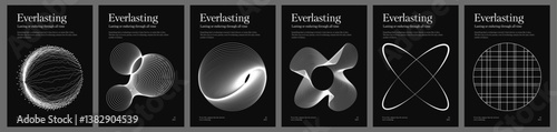 Minimalistic y2k technology flyer design with wireframe shapes. Frames in modern si-fi style. Brutalist poster set elements. Y2k disign elements. Vector illustration.