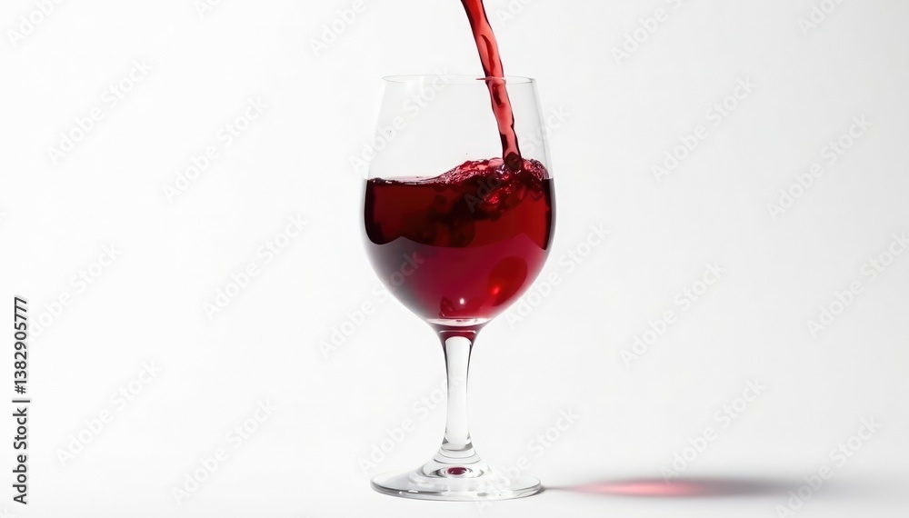 Rich red wine in a glass, pure white backdrop, wine glass, gastronomy Rich red wine in a glass, pure white backdrop, wine glass, gastronomy