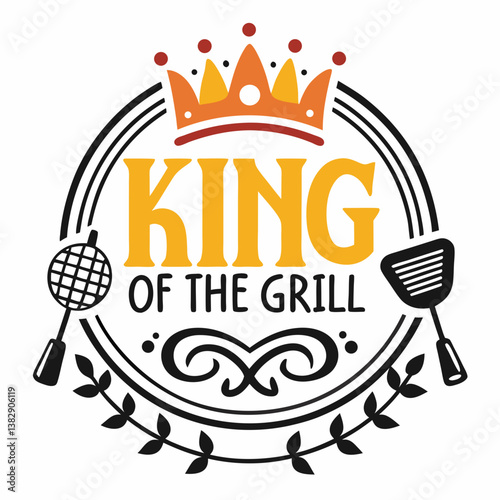 King Of The Grill Bbq Invitation Design For Summer Party Or Cookout