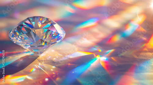 Glowing Crystal Vector Illustration with Sparkling Light Effects, Mystical and Abstract Design