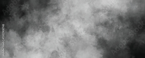 Dark and moody abstract grunge texture with cloudy black and white ink wash patterns

