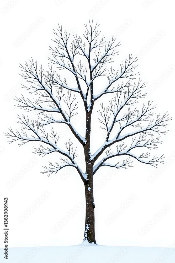 Obraz premium Snowy tree branches isolated on white background, nature, bare
