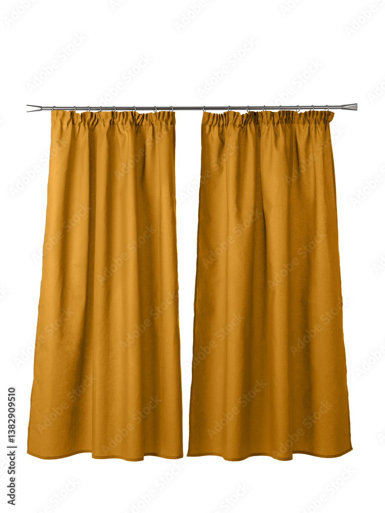 monochrome long curtains hang on the window of the living room or bedroom, isolated on a white background monochrome long curtains hang on the window of the living room or bedroom, isolated on a white background