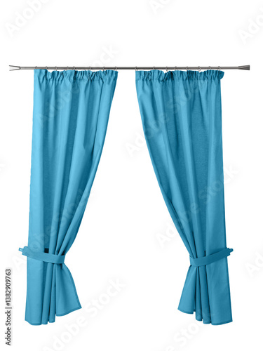 Obraz na płótnie monochrome long curtains hang on the window of the living room or bedroom, isolated on a white background w salonie