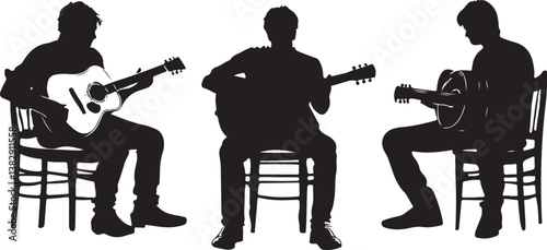 "Elegant Guitarist Silhouettes" or "Musical Princesses with Guitars