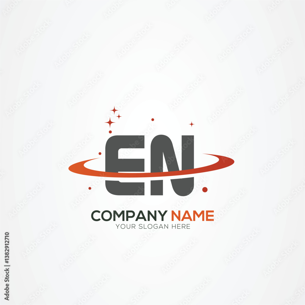 Naklejka premium Letter EN NE Modern Planet space logo design With Creative Vector Elements