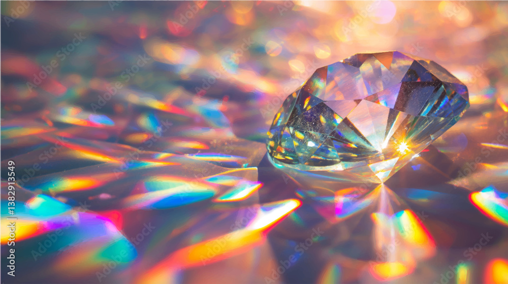 Glowing Crystal Vector Illustration with Sparkling Light Effects, Mystical and Abstract Design Glowing Crystal Vector Illustration with Sparkling Light Effects, Mystical and Abstract Design