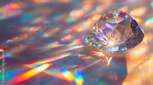 Glowing Crystal Vector Illustration with Sparkling Light Effects, Mystical and Abstract Design