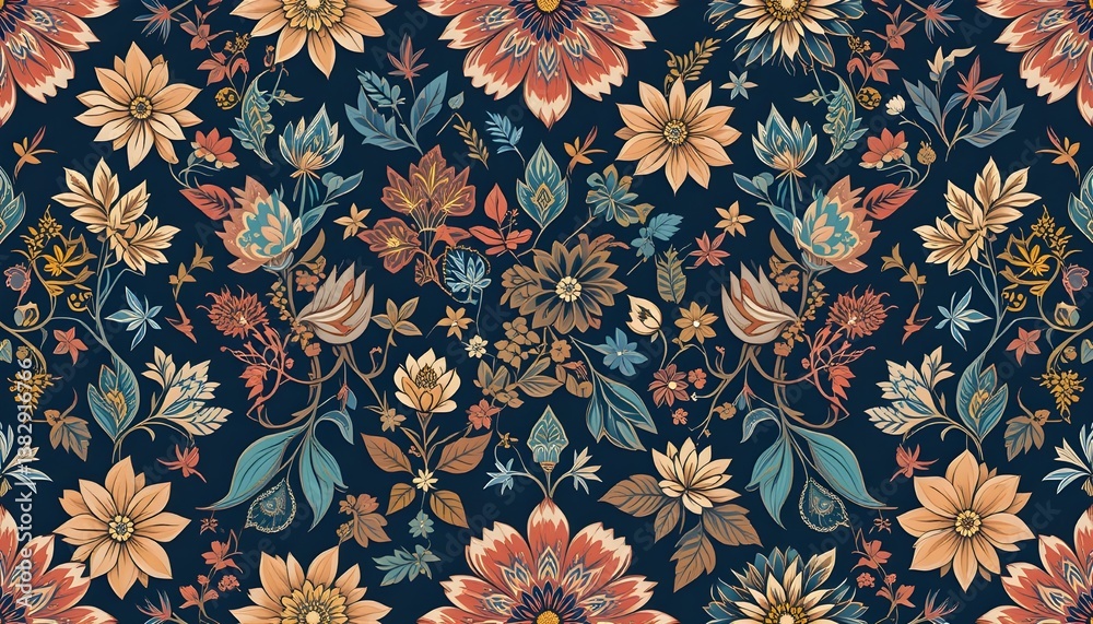 Elegant Seamless Floral Pattern with Indonesian Batik Motif for Timeless Traditional Design Elegant Seamless Floral Pattern with Indonesian Batik Motif for Timeless Traditional Design