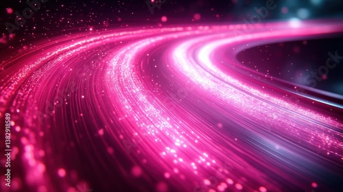 Pink light trail curve, cosmic background, abstract design