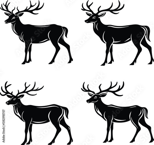 deer  silhouette set