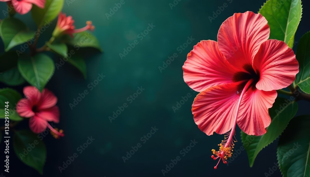 custom made wallpaper toronto digitalBold hibiscus blooms, vibrant tropical foliage, rich color palette , bloom, texture, blossom