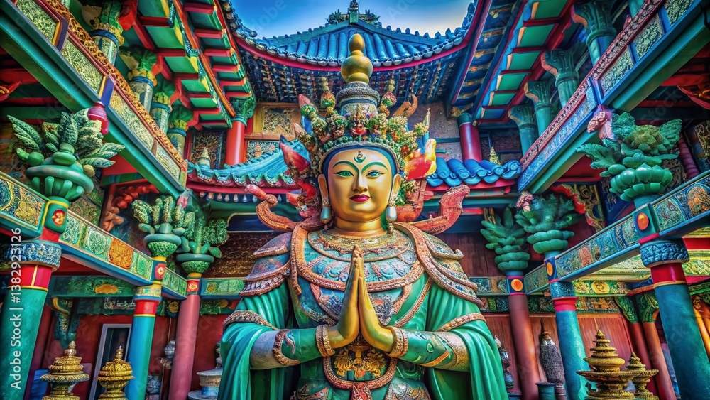 Fototapeta premium Surreal Colorful Buddhist Deity Sculpture, Beomeosa Temple, Busan, South Korea