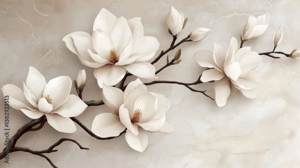 White magnolia blossoms on tree branches symbolize spring and the beauty of nature. AI generative White magnolia blossoms on tree branches symbolize spring and the beauty of nature. AI generative