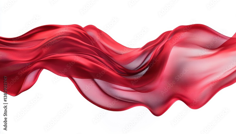 Red flowing fabric, abstract design.  Delicate, elegant drapery