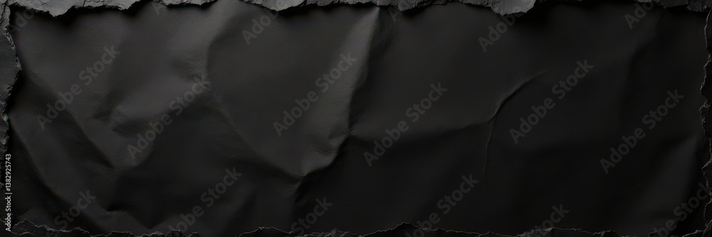 Distressed black paper with creased folds and frayed edges, vintage style, frayed edges Distressed black paper with creased folds and frayed edges, vintage style, frayed edges