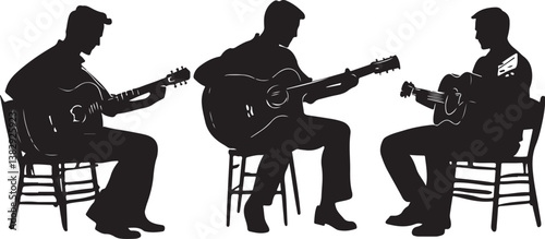 "Elegant Guitarist Silhouettes" or "Musical Princesses with Guitars