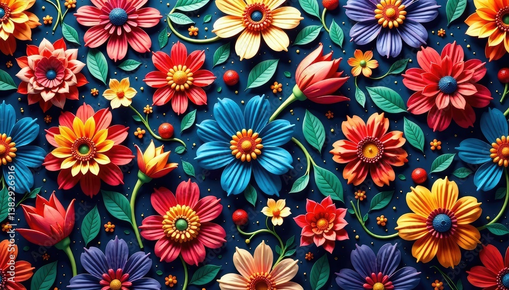 Intricate floral pattern, repeating seamlessly , botanical, wallpaper, blossom