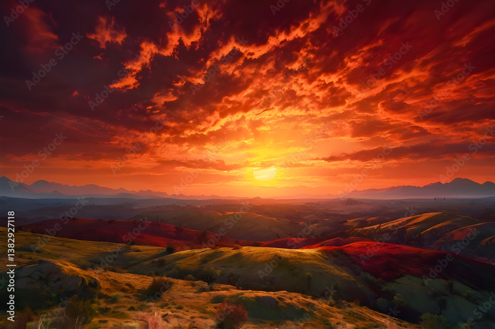 Naklejka premium sunset in the mountains