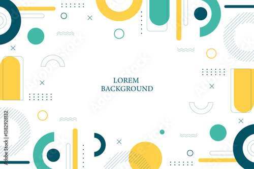 Creative flat design abstract background with geometric shapes, vibrant color blocks, minimalistic layout, playful visual elements, modern vector style, trendy digital composition, colorful 2D design,