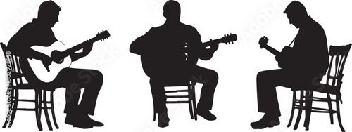 "Elegant Guitarist Silhouettes" or "Musical Princesses with Guitars