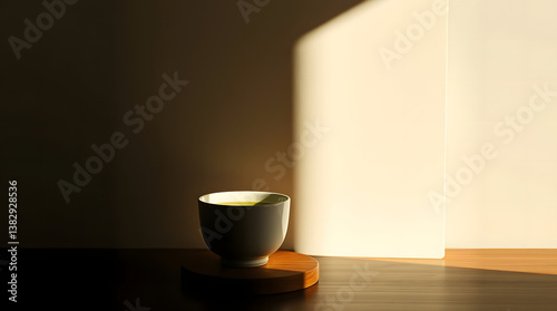 cup of coffee on wooden table
