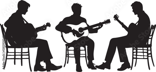"Elegant Guitarist Silhouettes" or "Musical Princesses with Guitars