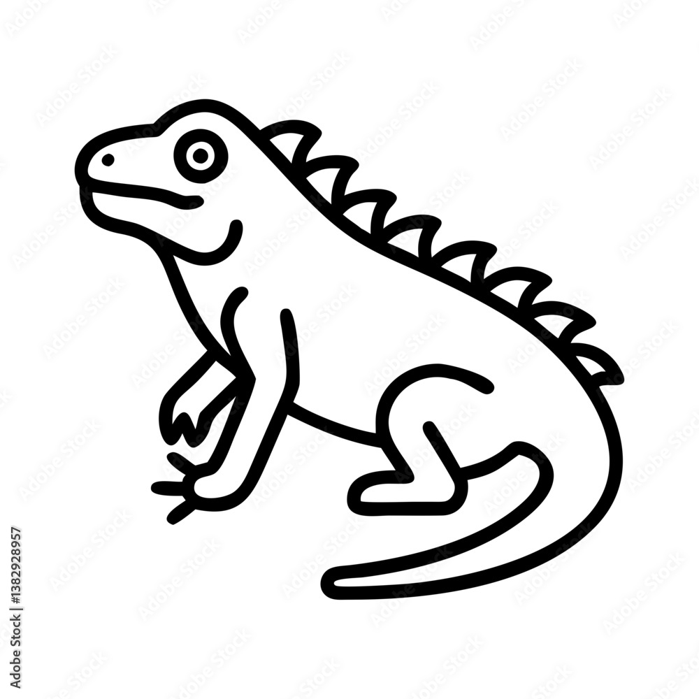 Obraz premium iguana vector icon, simple black outline line icon of iguana, animal vector line art icon