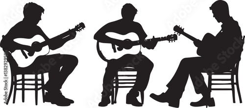"Elegant Guitarist Silhouettes" or "Musical Princesses with Guitars