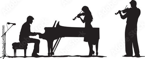 "Elegant Guitarist Silhouettes" or "Musical Princesses with Guitars