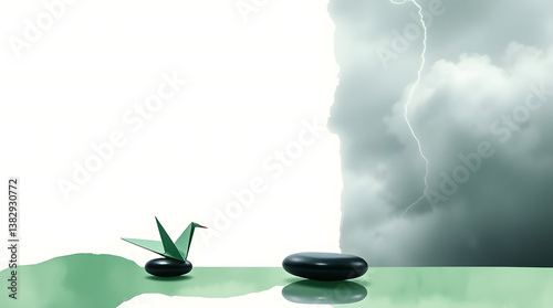 zen stones and bamboo