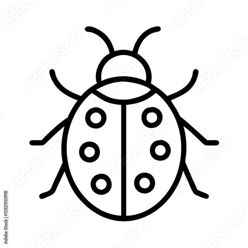 ladybug vector icon, simple black outline line icon of ladybug, animal vector line art icon