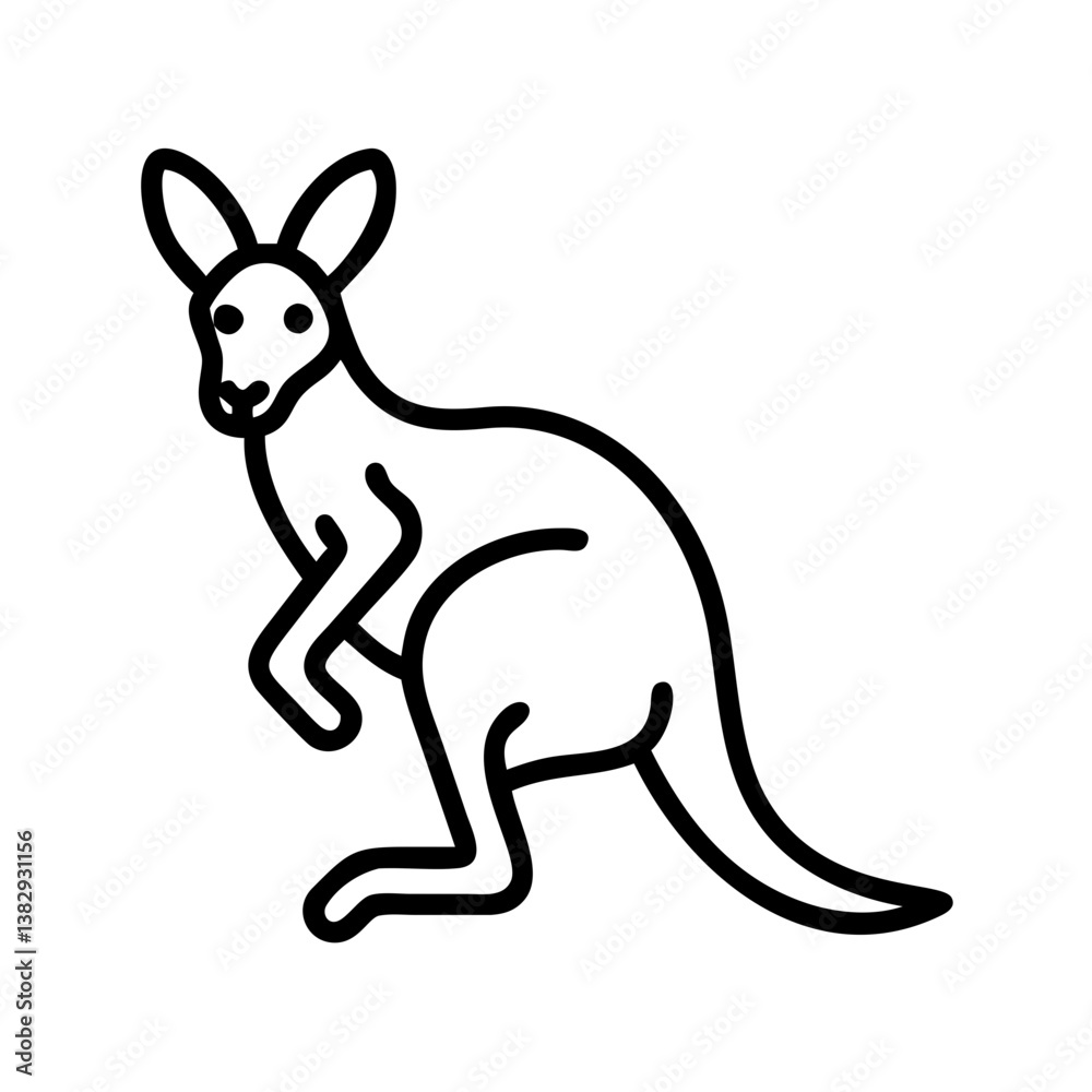 Fototapeta premium kangaroo vector icon, simple black outline line icon of kangaroo, animal vector line art icon